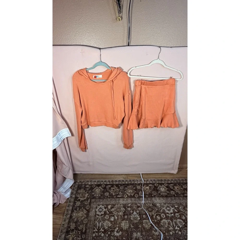 Free People Beach Women's S Social Set Cropped Hoodie Matching Set Flare Skirt